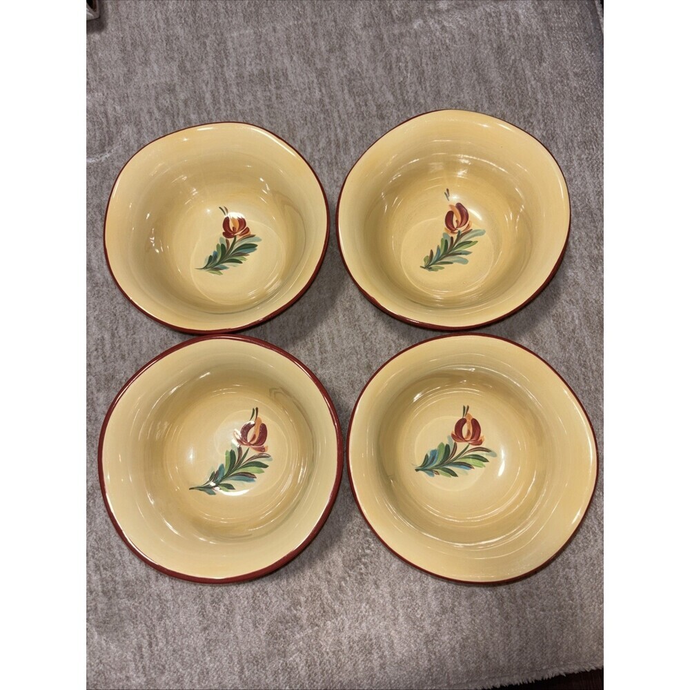 Gail Pittman Bowls Set Of Four. Siena Garland Soup/cereal yellow Brick Red - Picture 2 of 4